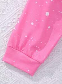 SHEIN Tween Girl Christmas Print Drop Shoulder Sweatshirt for Christmas - Pink - View 3