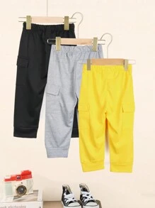 Baby Boy 3pcs Flap Pocket Side Cargo Pants - Multicolor - View 2
