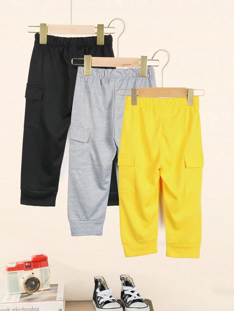 Baby Boy 3pcs Flap Pocket Side Cargo Pants