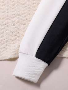 SHEIN 女大童刺繡字母圖案撞色運動衫&拼接側邊接縫衛褲 - 白色 - 查看 7