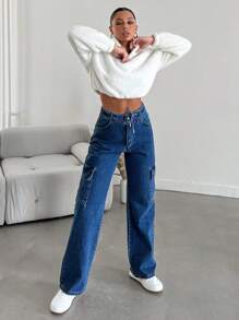 EURMUSE 女士牛仔褲 - 中等水洗藍 - 查看 6