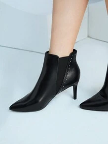 SheIn BIZ Fashionable Slip On Ankle Boots - Black - View 4