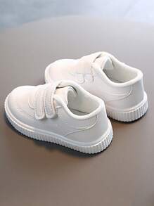 1pair Infant Boys' Minimalist Design Hook-And-Loop Strap Sneakers - White - View 3