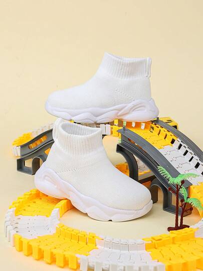 Baby Simple Style High-top Fabric Athletic Shoes, Fashionable And Versatile