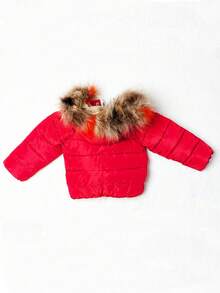 SHEIN Áo khoác có mũ trùm đầu có mũ trùm đầu cho cô gái trẻ Zip Up - Đỏ - Xem 2