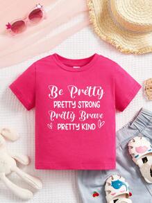 Baby Girl Slogan Graphic Tee - Hot Pink - View 1