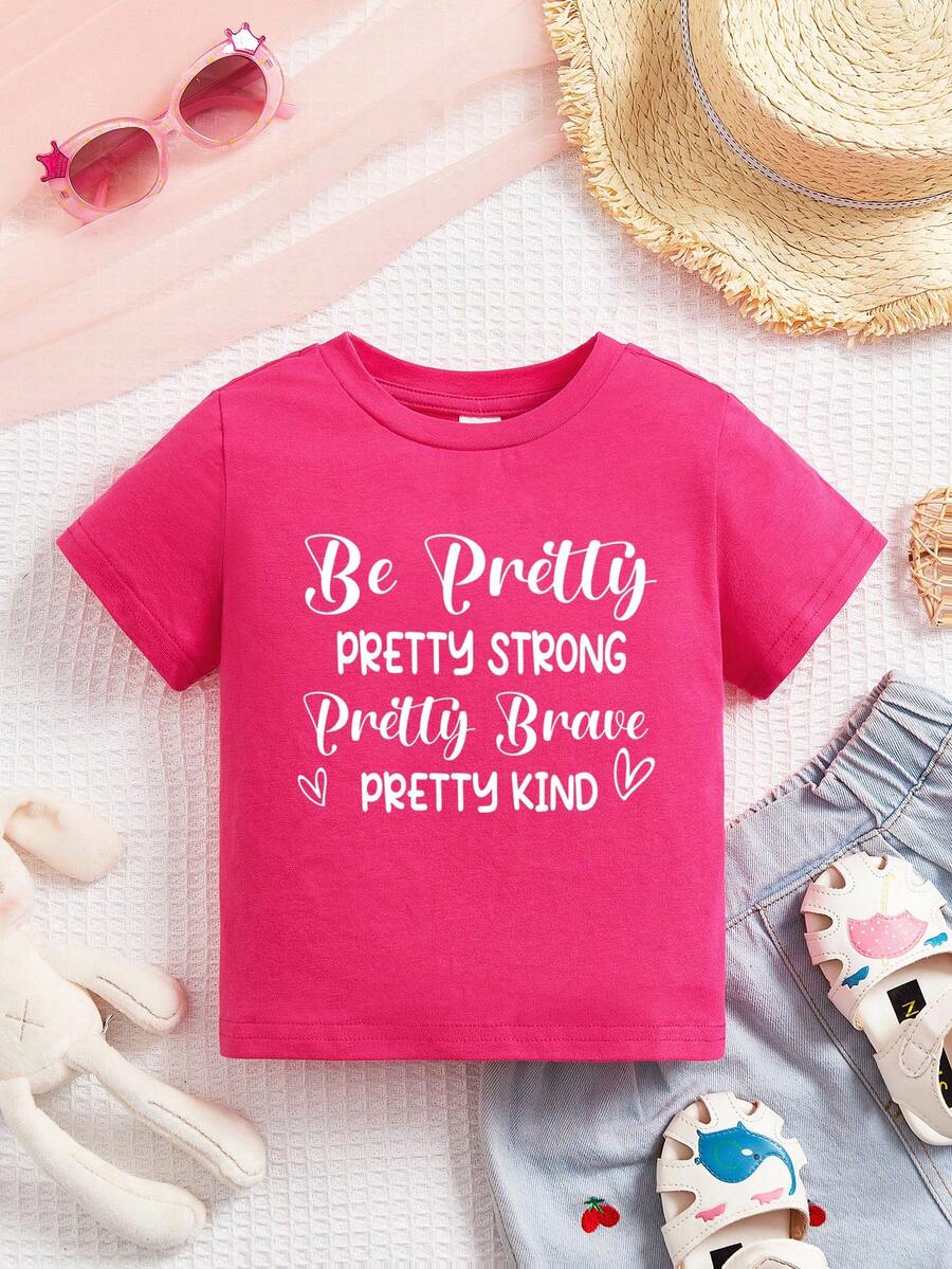 Baby Girl Slogan Graphic Tee - Hot Pink - View 1