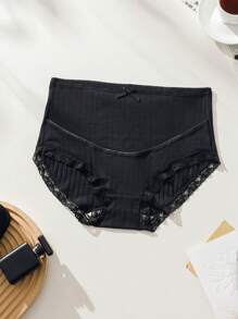 Moonlight&Mama Maternity Solid Contrast Lace Panty Lingerie For Mother