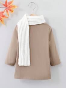 男嬰拼接格紋印花風衣外套&圍巾不帶T恤