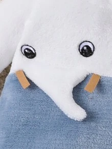 SHEIN Baby Boy Cartoon Embroidery 3D Ear Design Hooded Zipper Front Fleece Costume Jumpsuit - Multicolor - View 3