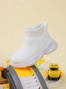 Baby Simple Style High-top Fabric Athletic Shoes, Fashionable And Versatile - White - View 5