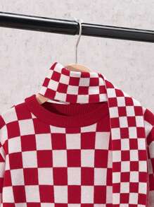SHEIN 男大童棋盤格圖案高領套頭毛衣 - 彩色 - 查看 4