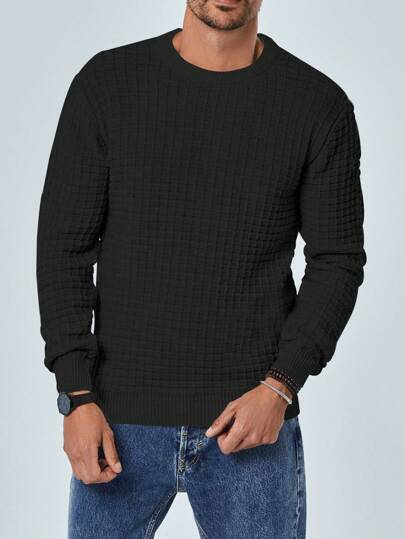 RueChic Men Solid Round Neck Sweater