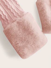 SHEIN EZwear 羊絨領口拉鏈開襟短夾克 - 粉色 - 查看 4