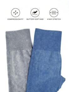 SHEIN Yoga Basic 4pcs Bezszwowy Wysoka rozciągliwość Szeroki pas Legginsy sportowe - Wielokolorowe - Zobacz 5