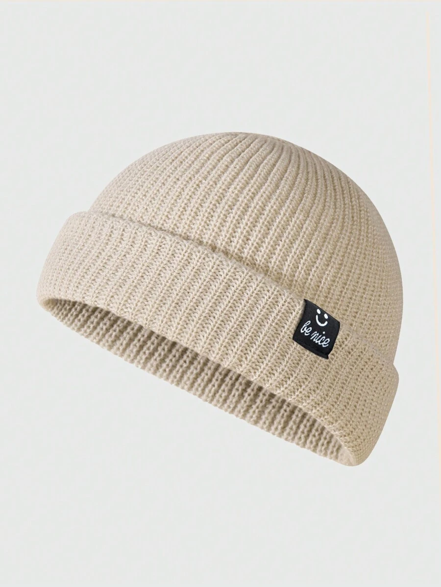 Prismatic Plum 男士針織休閒野餐帽標籤 - 米色 - 查看 1