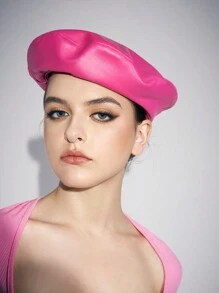 SHEIN ICON Women Minimalist Solid Casual Beret For Daily Life Street - Pink - View 6