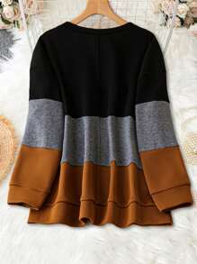 SHEIN LUNE 加色塊鈕扣細節運動衫 - 銅色 - 查看 2