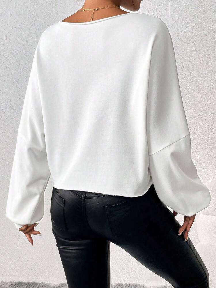 2pcs Solid V Neck Drop Shoulder Tee