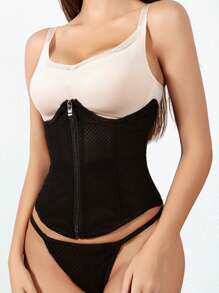 Set Korset Wanita Lace Up Garment Eyelets Tie Back Plain - Hitam - View 4