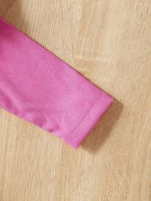 Baby Girl Ruffle Trim Double Breasted Belted Dress - Hot Pink - View 5