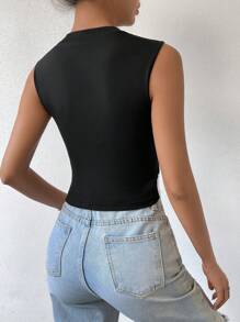 SHEIN Frenchy Hai âm Áo ba lỗ - màu đen - Xem 2