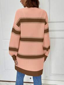 SHEIN Essnce Color Block Drop Shoulder Cardigan - Multicolor - View 2