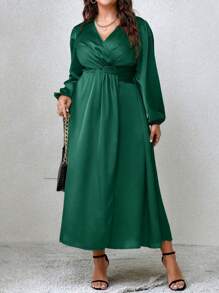 SHEIN Clasi 大碼連身裙 - 墨綠色 - 查看 1