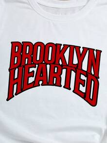 SHEIN EZwear 字母圖案T恤 - 白色 - 查看 5