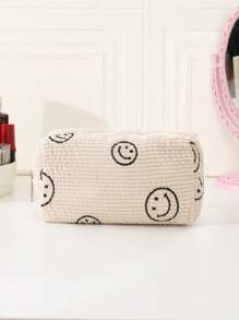 灯芯绒旅行化妆包，1 件轻便多功能防水化妆品收纳包手提包沐浴淋浴钱包袋便携式化妆品刷收纳包带拉链封口适用于口红、刷子、护肤品、手机、硬币、小物品，适合家庭、旅行、度假和学校使用，化妆包化妆袋护肤包收纳化妆品收纳盒化妆盒 - 彩色 - 查看 3