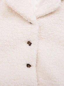 SHEIN Baby Girl Lapel Neck Vest Teddy Coat - Beige - View 5