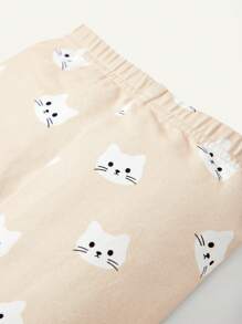 Cozy Pixies 女嬰卡通圖案毛絨套頭衫和褲子