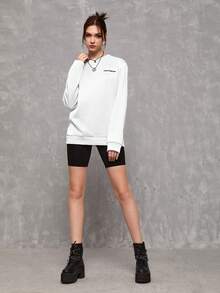 SWAVVY Men's Letter Print Sweatshirt - White - View 4