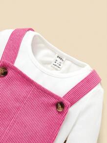 SHEIN Baby Girl Solid Tee & Overall Dress - Multicolor - View 4