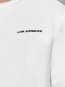 SWAVVY Men's Letter Print Sweatshirt - White - View 5