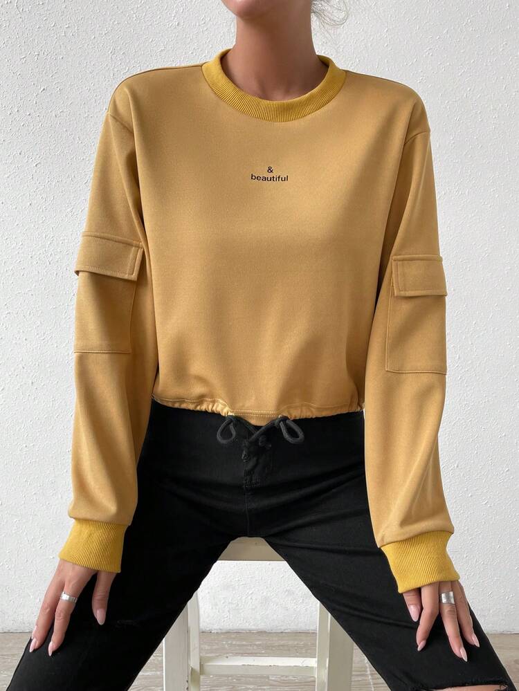Letter Graphic Drop Shoulder Sweatshirt Pullover Fall Sweatshirt