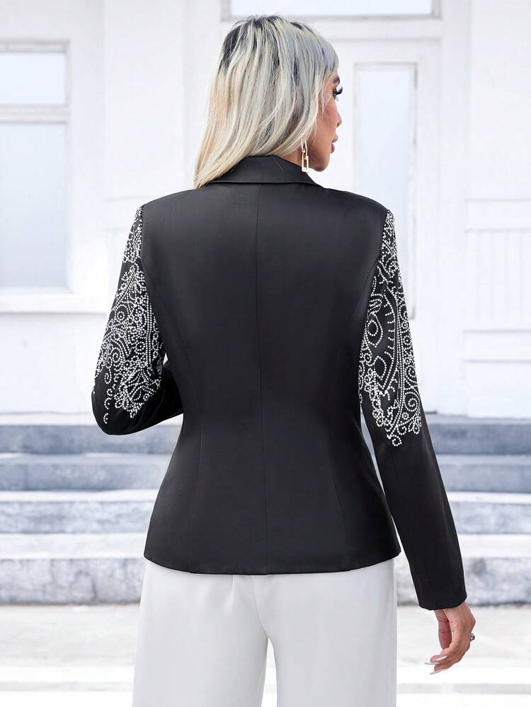 Graphic Print Double Button Blazer