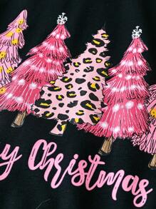 SHEIN LUNE Sudadera con estampado navideño, sudadera de otoño - Negro - Ver 3