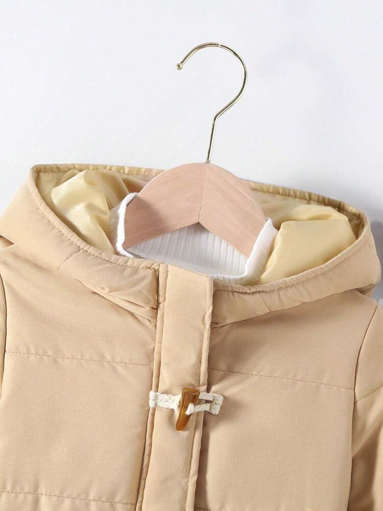 Young Boy Hooded Duffle Button Front Padded Coat