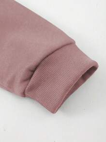 RueChic Men's Fleece Letter Patch Drop Shoulder Sweatshirt - Dusty Pink - View 5