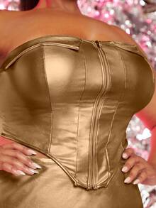 SHEIN SXY Hơn Chất rắn Viền khăn tay Ống ngọn - Vàng - Xem 6