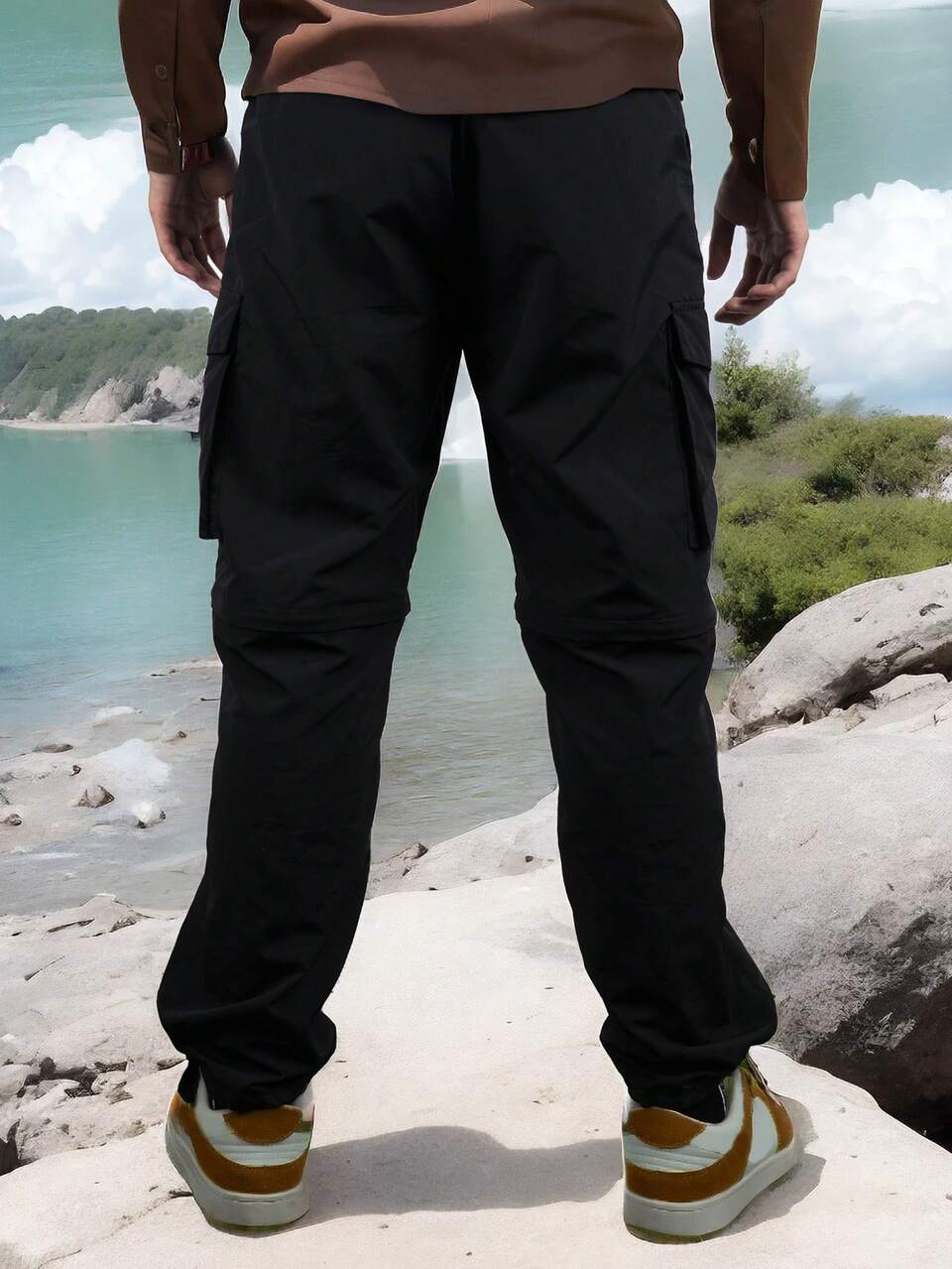 Men's Outdoor Pants With Letter Print Flip Cover Pockets
