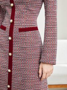 Modelyn Đầm dạ hội dài cài nút phía trước viền tương phản - Nhiều màu - Xem 6