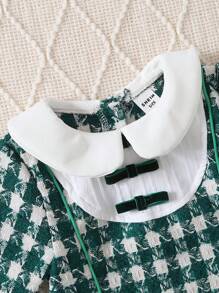 Baby Girl Plaid Print Peter Pan Collar Flounce Sleeve Dress - Multicolor - View 3