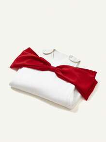 1pc Soft And Comfortable Baby Sleeping Bag With Bow - Red and White - View 7