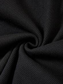 SHEIN ICON Letter Graphic Top-stitching Asymmetrical Hem Crop Tee - Apricot - View 4