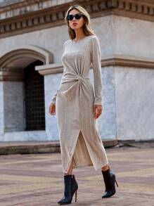 SHEIN Clasi Kleid mit Twist vorne, Schlitz am Saum,