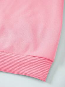 SHEIN EZwear 山和字母圖案加絨內裏套頭衫