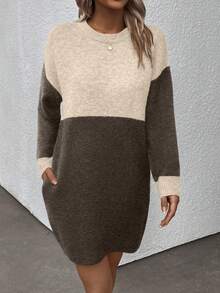 SHEIN LUNE Hai âm Thả vai Đầm Áo len - Nhiều màu - Xem 5