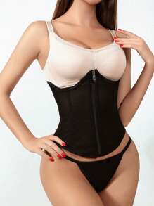 Set Korset Wanita Lace Up Garment Eyelets Tie Back Plain - Hitam - View 3